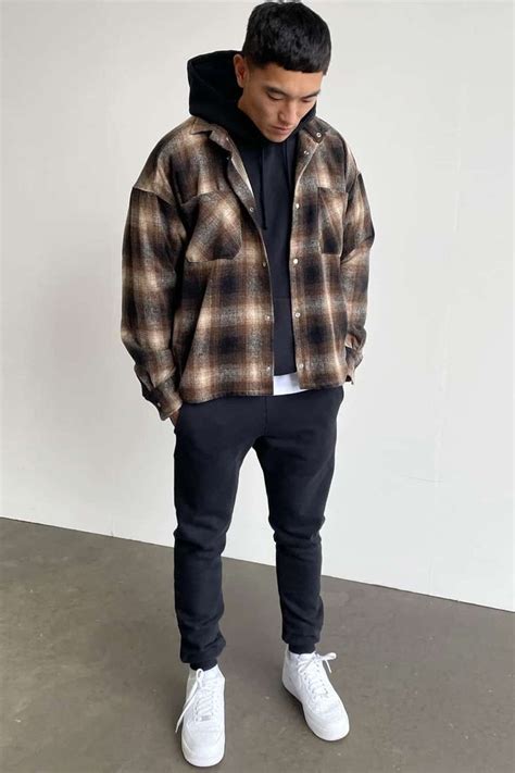 flannel with hoodie men style.